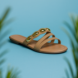 SANDALIA DE PISO BEIGE PARA MUJER DE PIEL SINTETICA LOB FOOTWEAR 86805450
