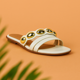 SANDALIA DE PISO BLANCA PARA MUJER DE PIEL SINTETICA LOB FOOTWEAR 86805451
