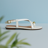 SANDALIA DE PISO BLANCA PARA MUJER DE PIEL SINTETICA LOB FOOTWEAR 86805454