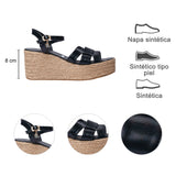 SANDALIA CUÑA PARA MUJER LOB FOOTWEAR NEGRO 87906090