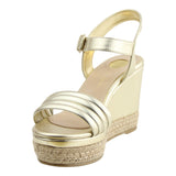 Sandalia Cuña Para Mujer Lob Footwear Napa Metalico Oro 04504705