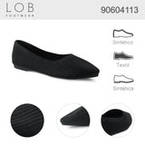 Flat Para Mujer Lob Footwear Textil Negro 90604113