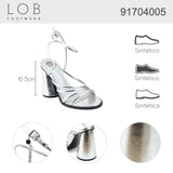 Sandalia Tacón Para Mujer Lob Footwear Pu Plata 91704005