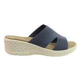 Sandalia Cuña Para Mujer Lob Footwear Textil Azul 91804012