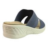 Sandalia Cuña Para Mujer Lob Footwear Textil Azul 91804012