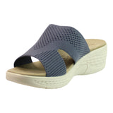 Sandalia Cuña Para Mujer Lob Footwear Textil Azul 91804012