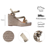 sandalia cuña para mujer lob footwear textile oro 91805032