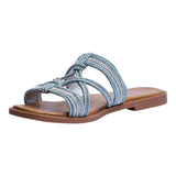 sandalia piso para mujer lob footwear textile azul 91805475