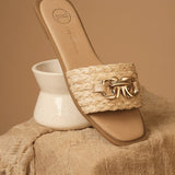 SANDALIA DE PISO BEIGE PARA MUJER DE RAFFIA LOB FOOTWEAR 91905041