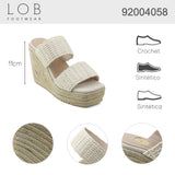 Sandalia Cuña Para Mujer Lob Footwear Textil Beige 92004058