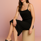 SANDALIA DE TACON NEGRA PARA MUJER DE PIEL SINTETICA