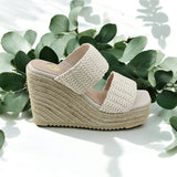 SANDALIA CUÑA BEIGE PARA MUJER DE TEXTIL LOB FOOTWEAR 92005028