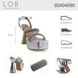 Sandalia Tacón Para Mujer Lob Footwear Pu Plata 92404090