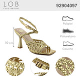 Sandalia Tacón Para Mujer Lob Footwear Pu Oro 92904097