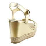 Sandalia Cuña Para Mujer Lob Footwear Napa Metalico Oro 04504705