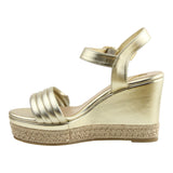 Sandalia Cuña Para Mujer Lob Footwear Napa Metalico Oro 04504705