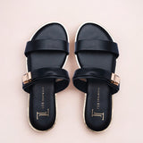 SANDALIA DE PISO NEGRA PARA MUJER DE PIEL SINTETICA LOB FOOTWEAR 92005025