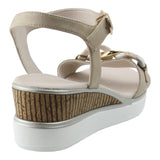 Sandalia Cuña Para Mujer Lob Footwear Pu Beige 57704047