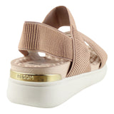 Sandalia Cuña Para Mujer Lob Footwear Elastico Canelado Beige 86804736