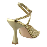 Sandalia Tacón Para Mujer Lob Footwear Pu Oro 92904097