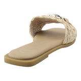 Sandalia Piso Para Mujer Lob Footwear Rafia Beige 91904059