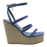 Sandalia Cuña Para Mujer Lob Footwear Denim Azul 48704410